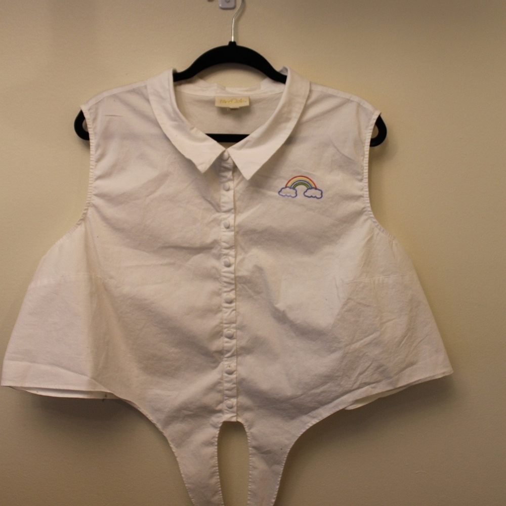 Modcloth Rainbow Tie Crop Top